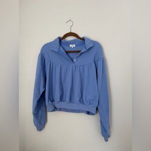 Aerie Soft Life Button Sweatshirt | Cropped Collared Henley Top